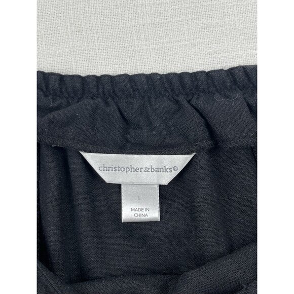 CHRISTOPHER & BANKS Women's Linen Blend Skirt Sz L Fairy Goth Embroidery Floral - Picture 3 of 8